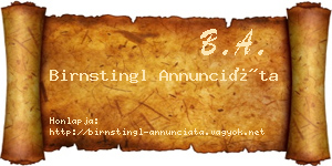 Birnstingl Annunciáta névjegykártya